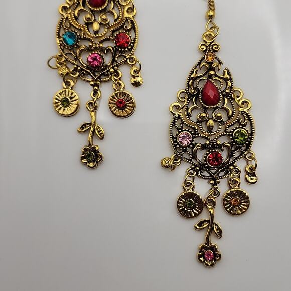 Boho Victorian Multicolor Earrings - Picture 3 of 3